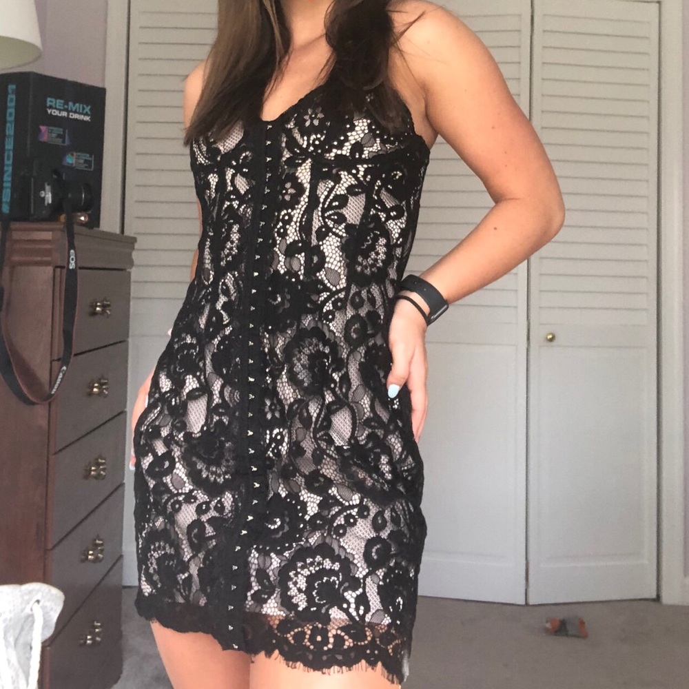 Topshop lace black dress